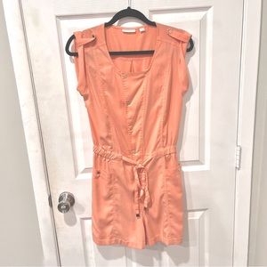 NY&Co Bright Coral Utility Romper / Jumper XS